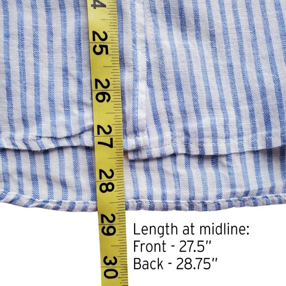 H&M 100% Linen Button Down Long Sleeve Shirt Periwinkle Blue and White Size XS - Picture 11 of 16